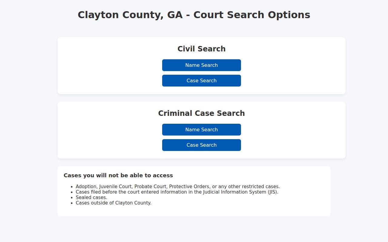Clayton County case lookup public search landing page