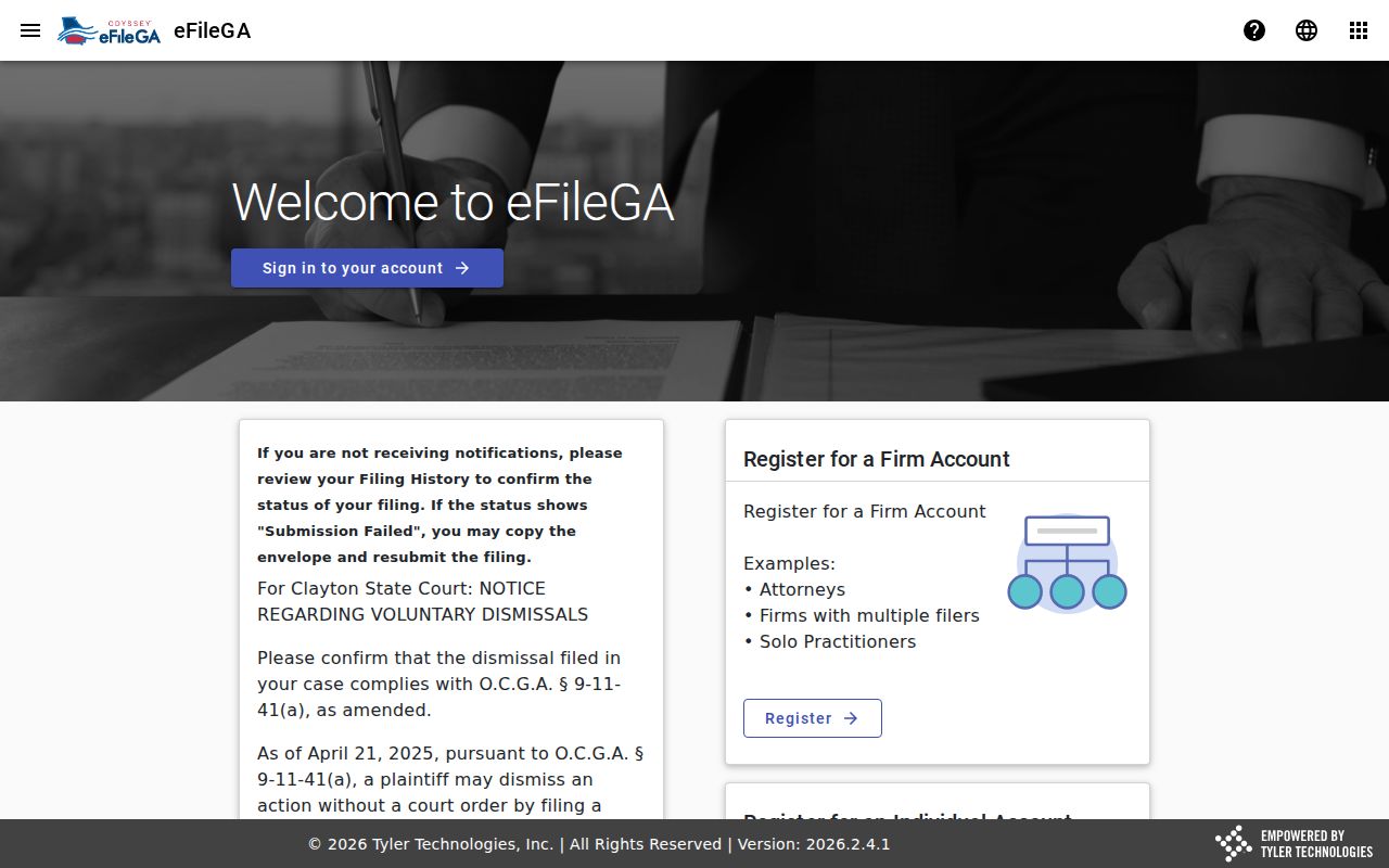 Clayton County case lookup Odyssey eFileGA filing route