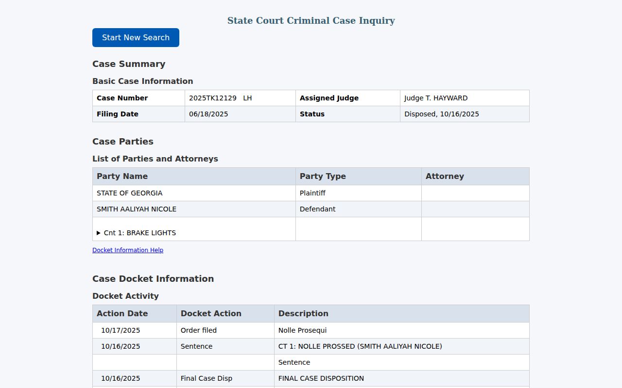 Clayton County criminal court docket sample activity fields