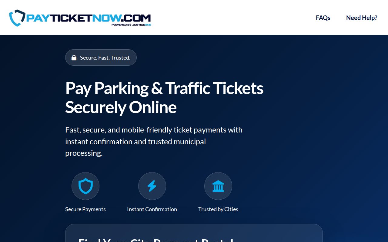 JusticeONE payment landing used by Forest Park Municipal Court