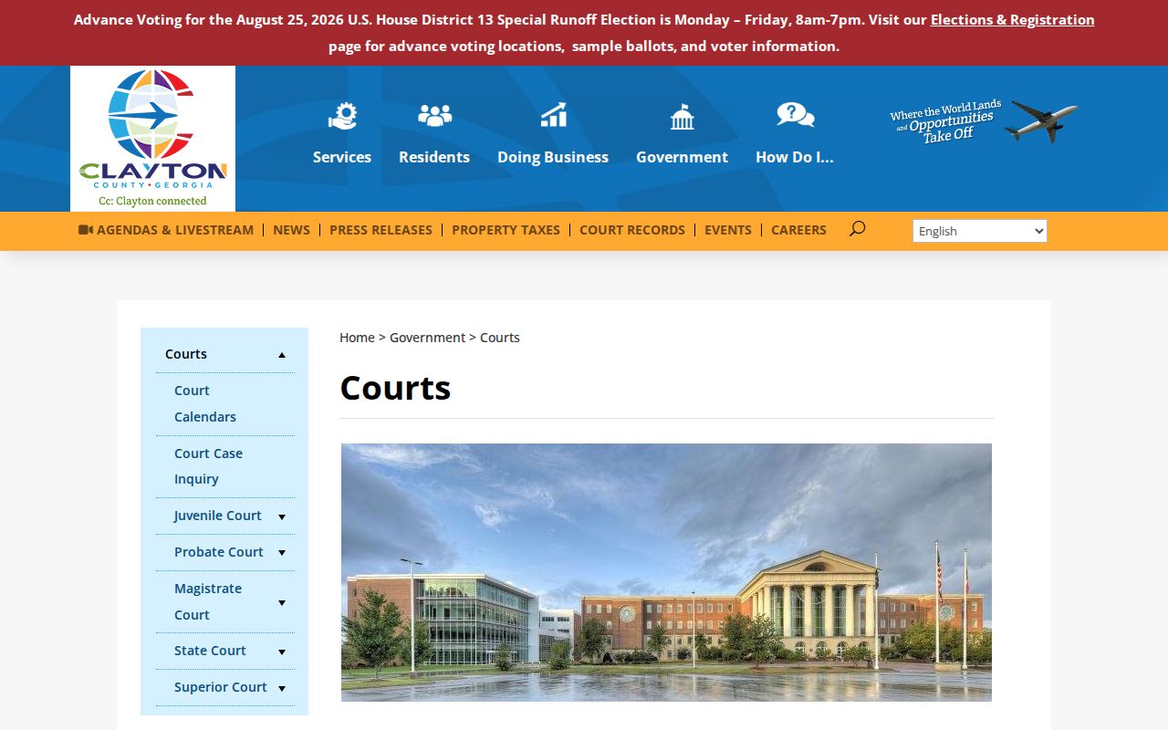 Clayton County court docket court system map