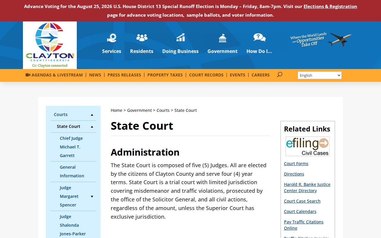 Clayton County court docket State Court jurisdiction
