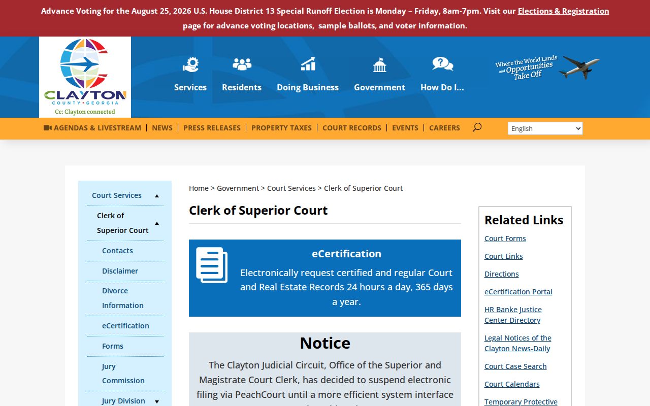 Clayton County court docket Superior Clerk records office